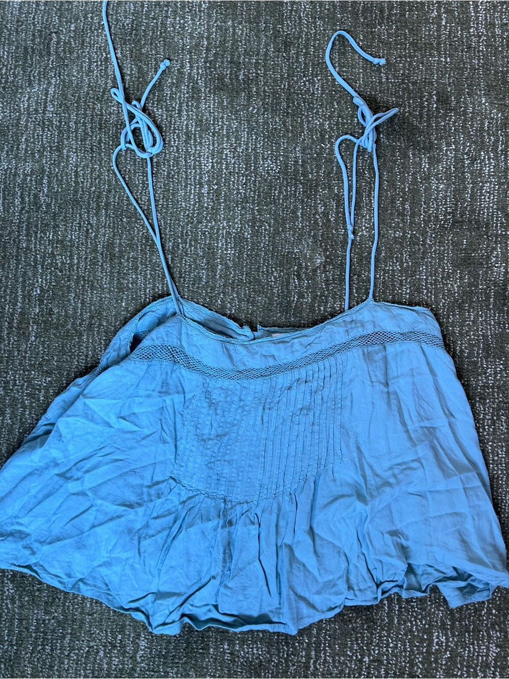 Urban Outfitters Green Tie-Strap Pintuck Tank